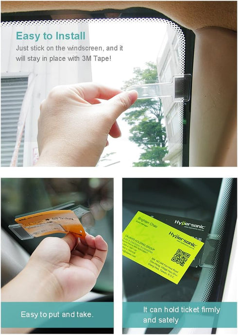 Hypersonic Car Windshield Parking Tickets Holder Transparent Auto Accessories Clip 2PCS...