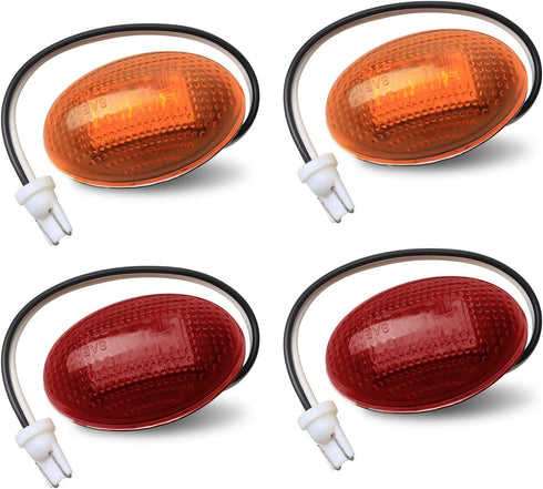 HERCOO LED Dually Bed Fender Side Marker Lights Front Rear Lamps Compatible with Ford 1999-2010 F350 F450 F550 Super Duty, Amber & Red...