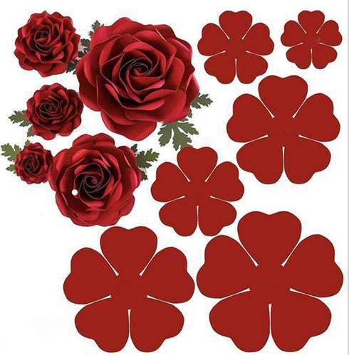 6pcs/Set 3D Rose Flower Metal Die Cuts,Wedding Flower Leaf Leaves Cutting Dies Cut Stencils for DIY Scrapbooking Album Decorative Embossing Paper ...