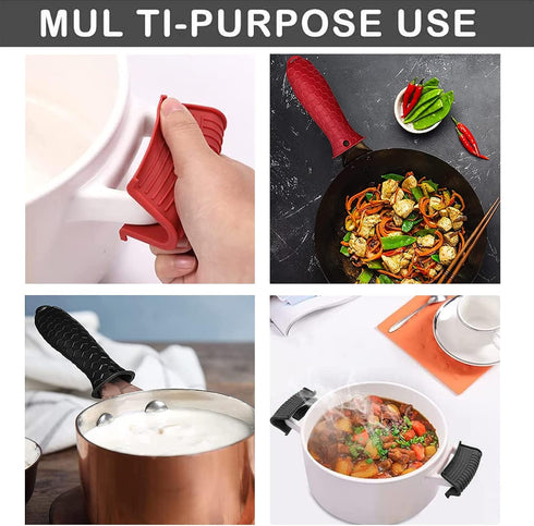 3 Pack Silicone Hot Handle Holders Cover, Assist Pan Handle Sleeve Pot,Non-Slip Pot Holder Sleeve,Frying Pan Casserole Oven Tray Baking Sheets Cas...