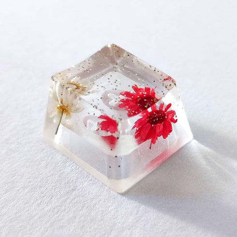 Custom Resin Artisan Escape Keycaps (OEM, R4) for Cherry MX Gaming Mechanical Keyboards, Transparent Flower Cool Esc Key Caps (Flower)...