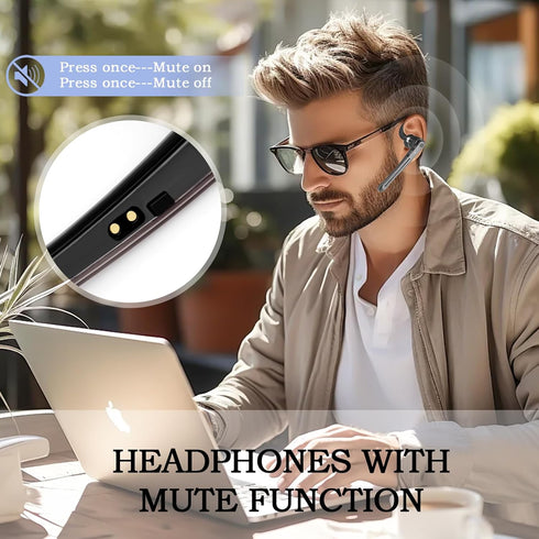 Bluetooth Headset Bluetooth Earpiece for Cellphones Wireless Blue Tooth 5.2 Head Set in-Ear Piece w/Mic Microphone for Cell Phone Hands-Free Noise...