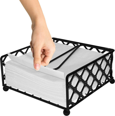 Blue Donuts Lattice Collection Napkin Holder – Napkin Holders for Tables, Dining Table Napkin Holders for Kitchen, Flat Napkin Holder, Black...
