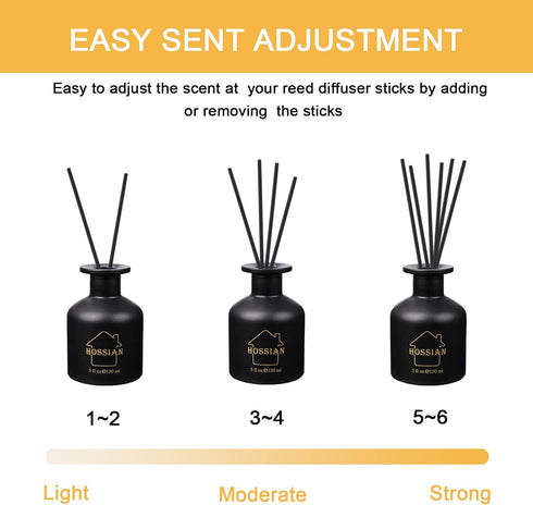 HOSSIAN Reed Diffuser Sticks - Reed diffusers-Reed Sticks -Diffuser Glass Bottles-Diffuser Refills- Natural Rattan Wood Replacement for Aroma Frag...