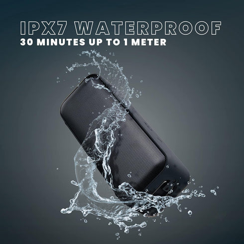 QFX BT-ZX1 10+ Watt TWS Bluetooth IPX7 Waterproof Certified Rechargeable Portable Speaker with Punchy Bass, Zero Distortion, 24-Hour Battery Life,...