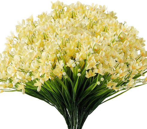 6 Bundles Artificial Daffodils Flowers, Fake Artificial Greenery UV Resistant No Fade Faux Plastic Plants for Wedding Bridle Bouquet Outdoor Home ...