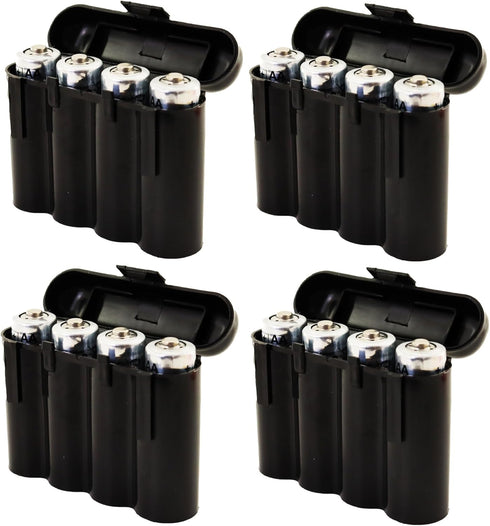4 Pack AA/AAA / CR123A Black Battery Holder Storage Cases...