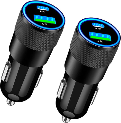 USB-C Car Charger Fast Charging Adapter, Rombica 2Pack 66W Type-C PD&QC3.0 Power Cigarette Lighter USB Car Charger for iPhone 15/15 Pro/15 Pro Max...