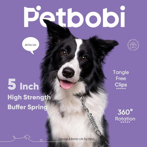 Petbobi 20 ft Dog Tie Out Cable - Reflective Dog Tether for Yard, Camping, Park - Outdoor Leash with Heavy Duty Buffer Spring - Training Tether fo...