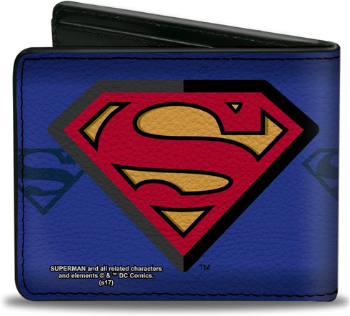 Buckle-Down Men's Superman Centered/Shield Stripe Blues, Multicolor, 4.0" x 3.5"...