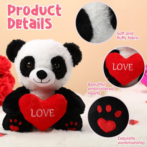 10 Inch Graduation Gifts Plush Panda with Love Heart Soft Stuffed Panda Toys Gifts Cute Stuffed Animals for Girls Boys Girlfriend Boyfriend Lover ...