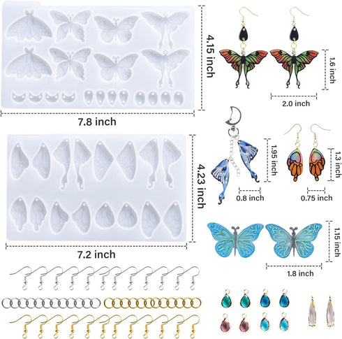 LET'S RESIN Resin Earring Molds, 2 Pcs Resin Molds Silicone with Butterfly Moth Wings Shapes, Silicone Molds for Resin Jewelry, DIY Art Craft...