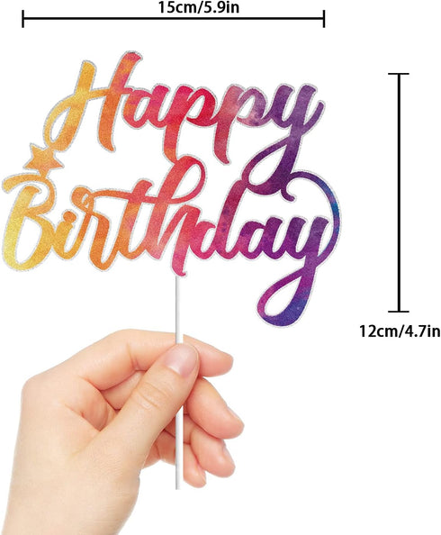 Tie Dye Happy Birthday Cake Topper for Tie Dye Party Carnival Party Decoration Supplies for Boys Girls...