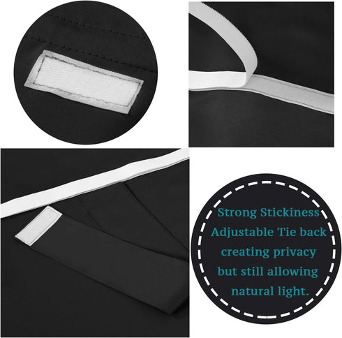 Flamingo P Blackout Window Curtains, French Door Curtains, Solid Black Energy Efficient Patio Door Drapes, 1 Panel, 26 x 68 Inches...
