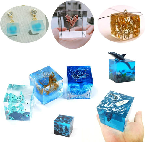 4 Pack Square Resin Molds - 4 Sizes Cube Silicone Casting Molds for DIY Art Resin Candle Soap Making...
