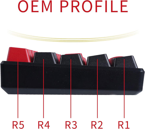 PBT Keycaps, Black and Red Keycaps OEM keycaps 61 Keycaps Set for Cherry MX Switches /GH60/ RK61/ ALT61/ Annie Mechanical Keyboards with Key Pulle...
