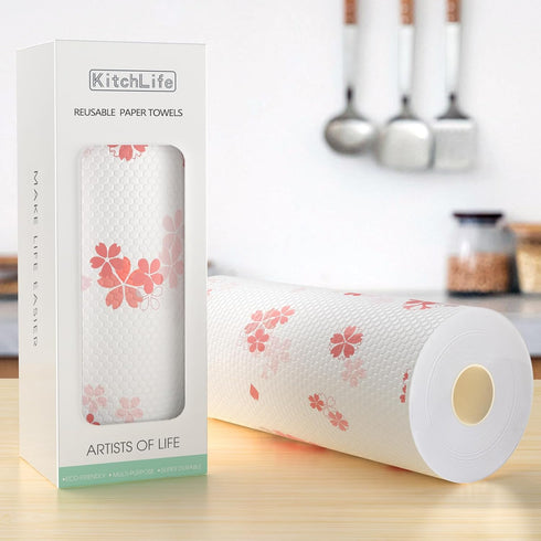 Reusable Paper Towels - 1 Roll = 4 Months Supply, Washable and Recycled Paper Rolls, Zero Waste Sustainable, Environmentally Friendly...