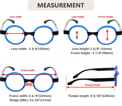 Eyekepper 4 Pack Round Reading Glasses for Women Retro Readers Eyeglasses...