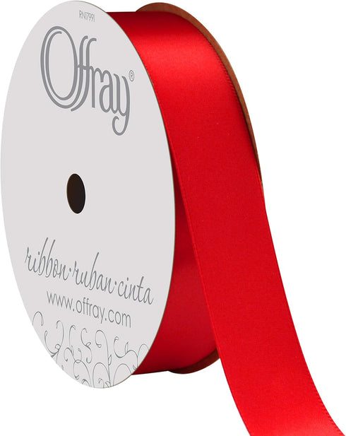 Berwick Offray 7/8" Wide Double Face Satin Ribbon, Red, 20 Yards...