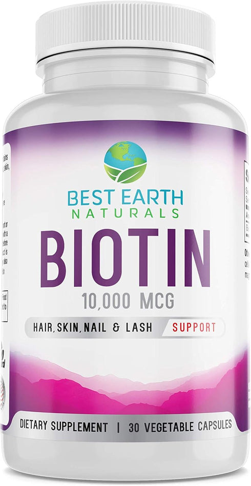 Biotin 10,000mcg - Extra Strength Biotin Vitamin Supplement to Support Hair Growth, Strong Nails, Long Eye Lashes and Healthy Skin...