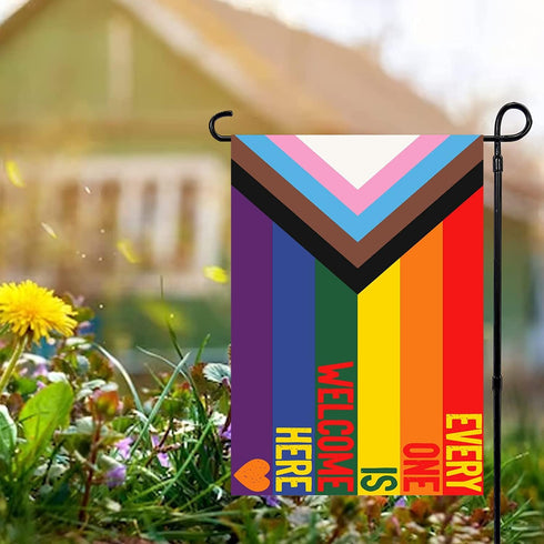 Pride Garden Flag, Rainbow Progress Pride Flags, Double Sided LGBTQ Progress Yard Flag 12x18 Inch for Lesbian Gay Bisexual Pride Month Yard Outdoo...