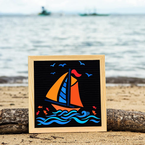 FINGERINSPIRE Nautical Sailboat Stencil for Painting 11.8x11.8 inch Hollow Out Seagulls Sea Fish Craft Stencil Reusable Sea Water Wave Stencil Boa...