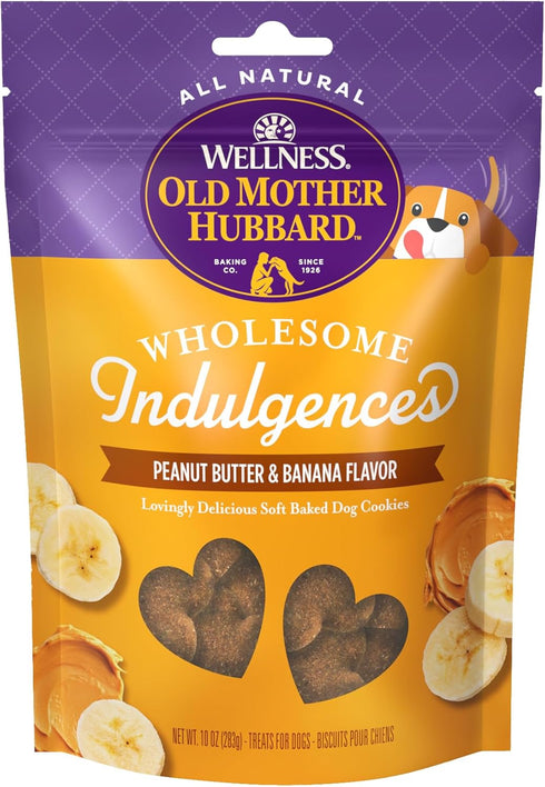 Old Mother Hubbard Wellness Wholesome Indulgences Peanut Butter & Banana Flavor Natural Dog Treats, 10 Ounce Bag...