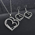 Wedding Jewelry Mother's Day Gifts Double Heart Pendant Necklace and Earring Set for Mom Women Bride Bridesmaids...
