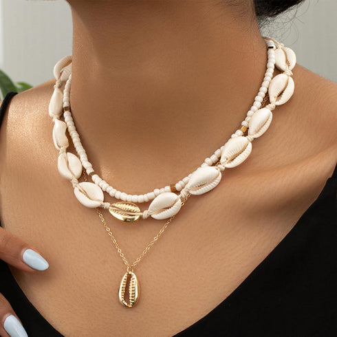 Cowrie Shell Necklace for Women Natural Sea Shell Beads Choker Necklace Adjustable Layered Summer Seashell Beach Necklace for Women Hawaiian Jewel...