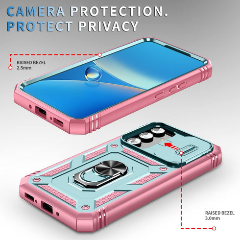 Case for Galaxy A54 5G, Slide Lens Protective Case Shockproof Impact Resistant with Kickstand Cover Case for Samsung Galaxy A54 5G (Pink Green)...