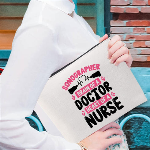 CMNIM Sonographer Makeup Bag Radiologist Gifts Sonographer Accessories for Work Pouch Bag for Ultrasound Technician Gifts (Sonographer Brain Makeu...