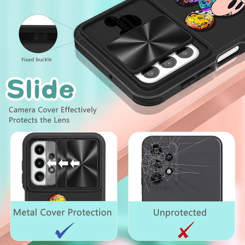 Joyleop (2in1 for Galaxy A23 5G Phone Case Cartoon Cute for Girls Women Teen Kids Girly Phone Covers Fun Unique PatternDesign with Slide Camera Co...