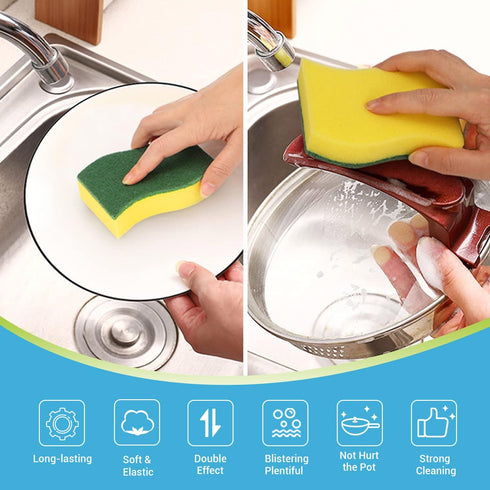 AIDEA Heavy Duty Scrub Sponge-12 Count, Kitchen Dish Sponge, Stink-Free Cleaning Sponge, Effortless Cleaning Eco Scrub Pads for Dishes,Pots,Pans A...