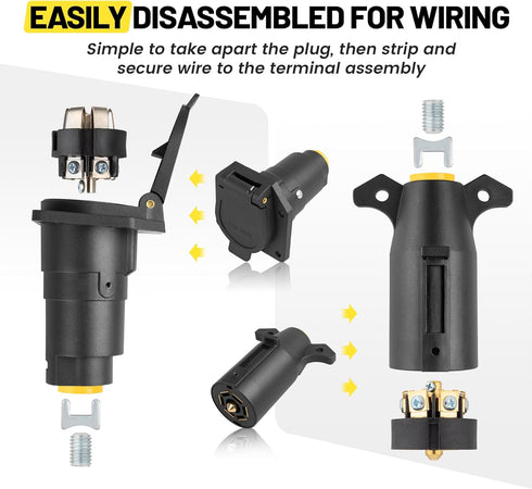 Oyviny 7 Pin Trailer Connector Male & Female, 7 Way Female and Male Trailer Plug Splice Kit, RV 7 Blade Trailer Receptacle for RV Boat 6-24V...