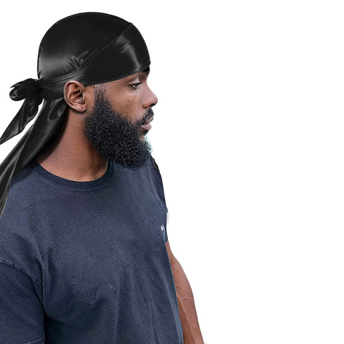 3PCS Silky Durags Pack for Men Waves, Satin Doo Rag, Award 1 Wave Cap,N...