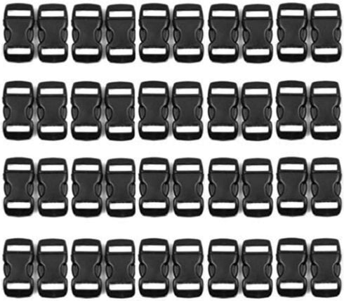 3/8 Inch, 120 Pack Black Plastic Side Release Buckle for Paracord Bracelets (3/8")...