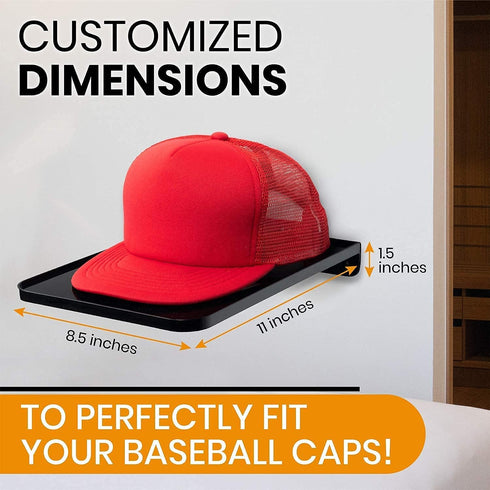 Boxy Concepts Hat Rack for Wall - Pack of 4 Premium Hat Organizer for Baseball Caps - Hat Storage, Hat Holder, & Hanger Your Ball Caps - Plastic W...