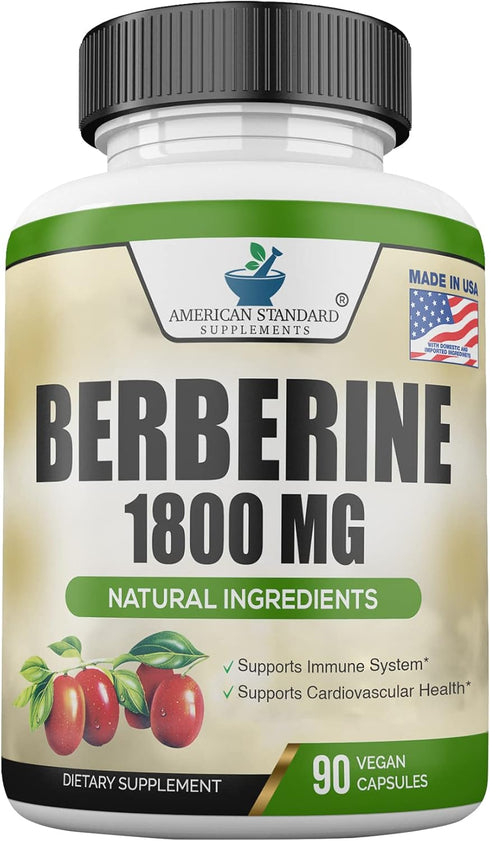 Berberine 1800mg Per Serving, Berberine Supplement, Berberine HCL, Berberine Pills, Berberine Capsules, Cardiovascular & Heart Health, Immune Supp...