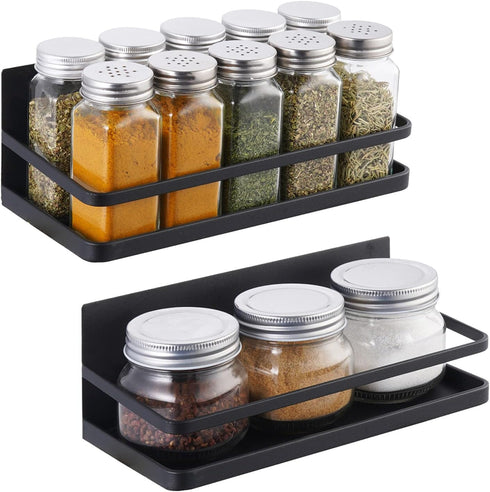 KES Magnetic Spice Rack for Refrigerator, Magnetic Shelf Spice Shelf for Kitchen, Fridge Shelves Space Saver 2 Pack Matte Black, KRR502-BK-P2...