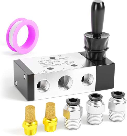 TAILONZ PNEUMATIC 1/4"NPT 5 Way 2 Position Air Hand Lever Operated Valve Pneumatic Solenoid Valve Manual Control Push-Pull 4H210-08...