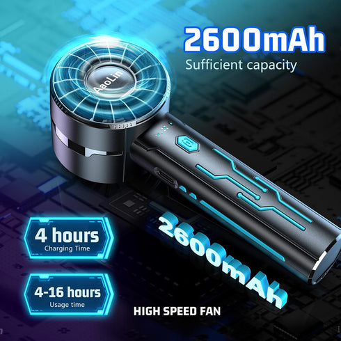 Portable High Speed Mini Handheld Fan, USB Rechargeable Neck Personal Mini Fan(7000 RPM high speed motor,Lasts 4-16 Hours) 4-speed powerful Wind F...