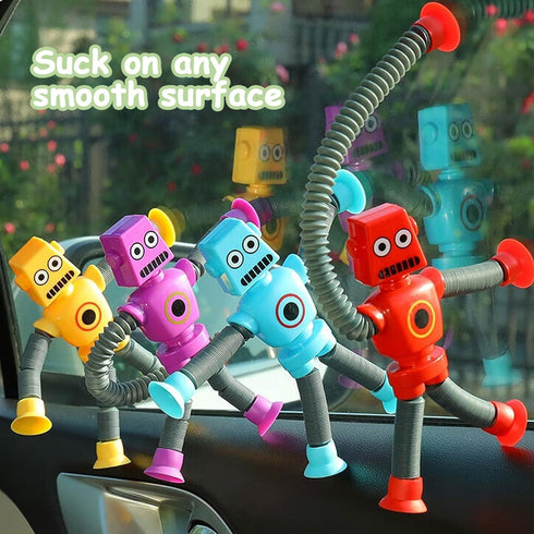 Pop Tubes Robot Toys Fidget Toy 8 Packs Telescopic Suction Cup Robotics Toys Autism Sensory Toys for Toddlers Boys Girls Party Favors (8 pcs)...