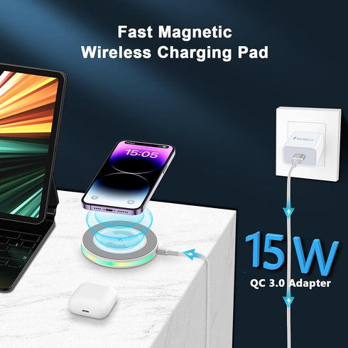 15W Wireless Fast Charger for iPhone 14 13 12 11 Pro Max SE XR XS X 8,Samsung Wirelss Charger Station for Samsung Galaxy S23 S22 S21 S20 Z Flip 5 ...