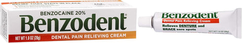 Benzodent Maximum Strength Dental and Oral Pain Relieving Cream for Dentures, Mouth Sores, and Braces, Long lasting Topical Anesthetic, 1oz...