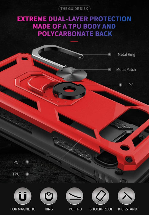 Military Grade Drop Impact for Samsung Galaxy S10 Plus Case 360 Metal Rotating Ring Kickstand Holder Built-in Magnetic Car Mount Armor Shockproof ...