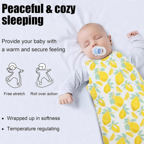 Baby Wearable Blanket, Cotton Sleep Sack 1.5 Tog, Swaddle Transition Sleeping Bag Unisex - Lemon-3-20 Months...