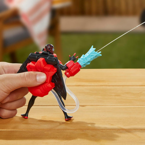 Marvel Spider-Man Aqua Web Warriors 4-Inch Miles Morales Action Figure with Refillable Water Gear Accessory, Action Figures for Boys and Girls 4 a...