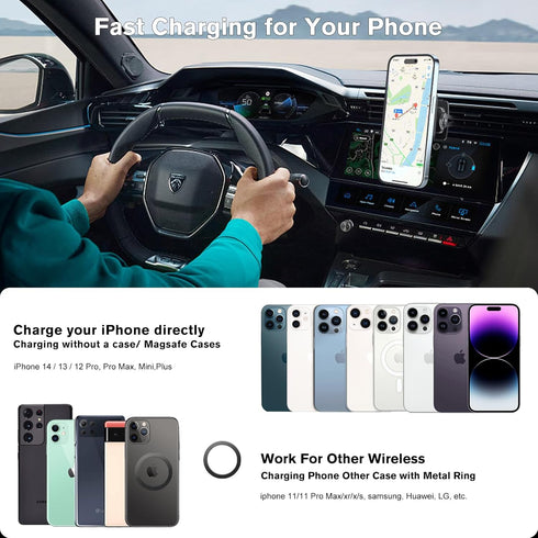 OHLPRO for Magsafe Car Mount,Super Strong Magnetic Wireless Car Charger Compatible with iPhone 15 Pro max,15/14/13/12 Series, [with QC 3.0 Adapter...