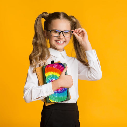 Double Layer Pencil Case with Handle Large Pencil Bag Cute Print Pencil Pouch for Boys Girls (Rainbow)...