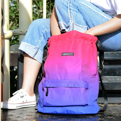 Gym Drawstring Backpack Water Resistant String Bag Nylon Cinch Sport Bag Sackpack...